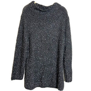 Antonio Melani Womens Sweater Large Black Silver Knobby Texture Chunky Mock Neck